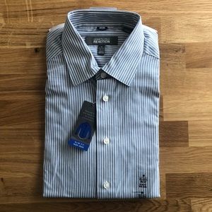 Kenneth Cole Reaction Blue Striped Button Up Shirt